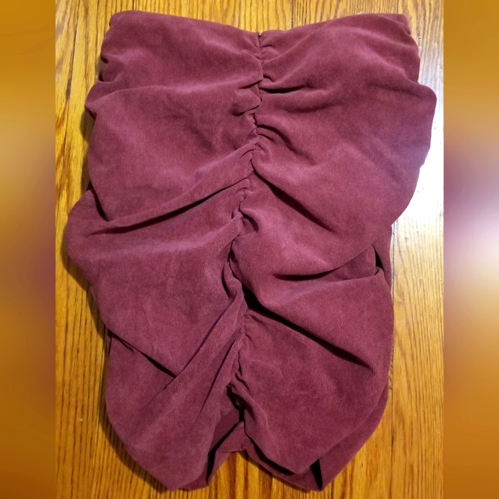 Zara Rushed Draped Corduroy Mini Skirt